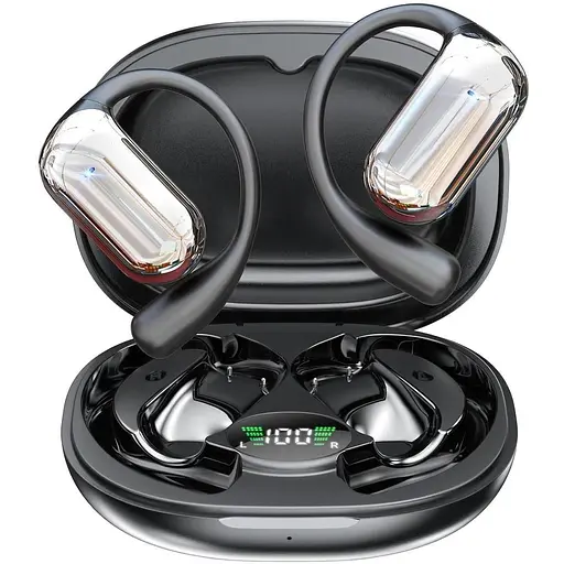 Беспроводные наушники DJIpecas YYK-Q16S С открытым Ухом Bluetooth 5.4, Черные, Спортивные, Накладные, Кнопочные провода