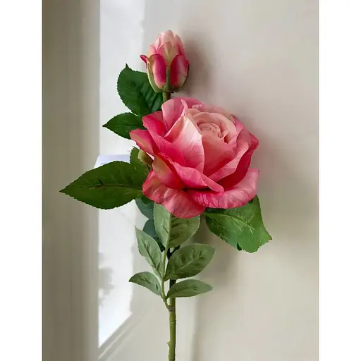 Роза искусственная Deluxe Real Touch на стебле 65 см латекс розовая - фото 7