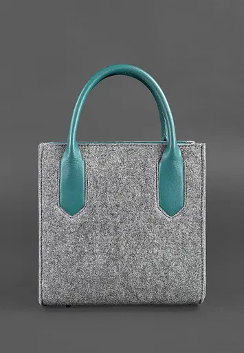 Женская фетровая сумка-кроссбоди Blackwood с кожаными бирюзовыми вставками - фото 7