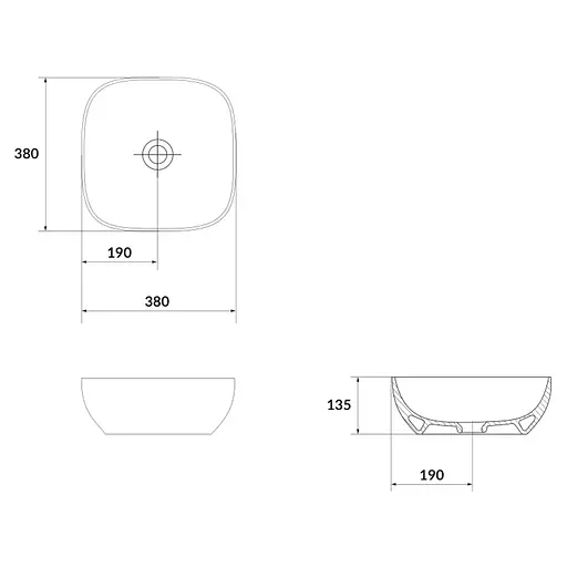 Умивальник на стільницю Cersanit Larga квадратний 38x38 антрацит матовий K677-012 - фото 3