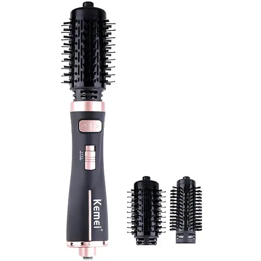Фен-щітка-браш з обертанням Kemei KM-8021 стайлер брашинг для укладки накрутки об'єму та розчісування волосся - фото 1