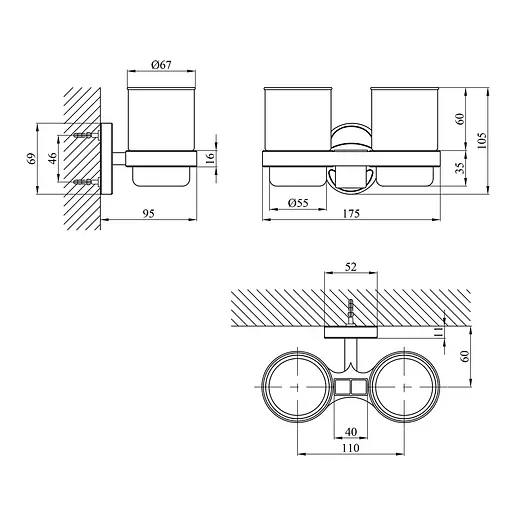 Стакан Kroner KRM Elbe - ACG2908 с держателем зубных щеток (CV022868) - фото 4