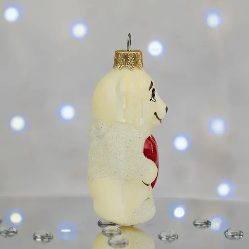 Ялинкова прикраса Санта Шоп Ведмедик з серденьком скло (4820001180206) - фото 2