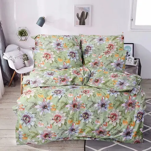 Простынь классическая 200х220 см сатин зеленого цвета 328061