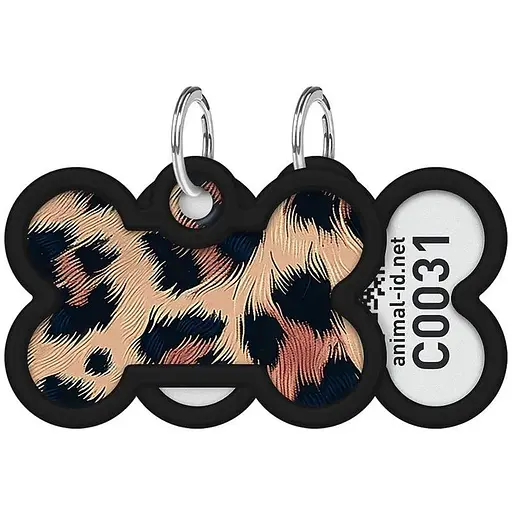 Адресник для собак і котів металевий WAUDOG Smart ID з QR паспортом малюнок Леопард Д 40 мм Ш 28 мм - фото 6
