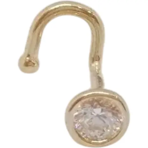 Золота сережка-пірсинг Столична Ювелірна Фабрика в ніс з фіанітом. 360020