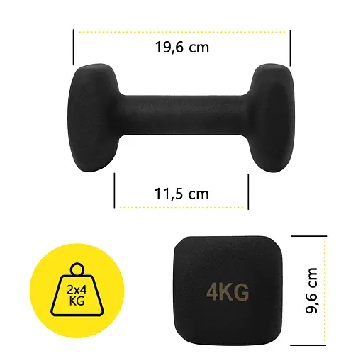 Гантелі вінілові Cornix Square 2 x 4 кг XR-0409 Black - фото 7