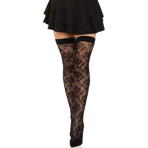 Панчохи Leg Avenue Wild rose net thigh highs One Size - фото 4