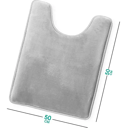 Антискользящий Мягкий коврик для ванной и туалета Aquarius с эффектом памяти U-образный контурный 50 х 50 см Серый Гладкий - фото 2