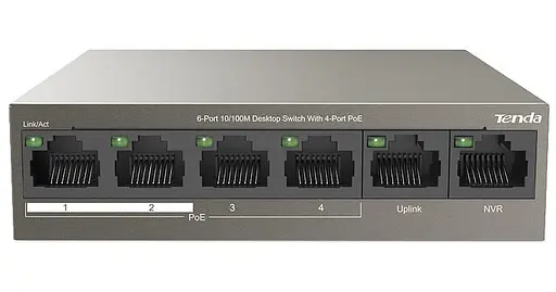 Коммутатор Tenda TEF1106P-4-63W 4xFE PoE, 2xFE Uplink (TEF1106P-4-63W) - фото 1