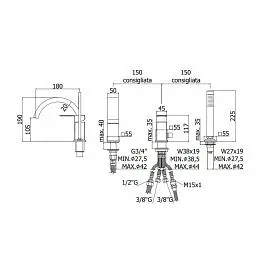 Змішувач на борт ванни Paffoni Elle black matt EL040NO, Чорний матовий - фото 2