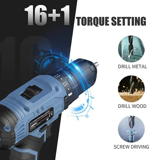 Набір акумуляторних дрилів CP CHANTPOWER, електричний дриль/шуруповерт потужністю 20 В з літій-іонним акумулятором - фото 4