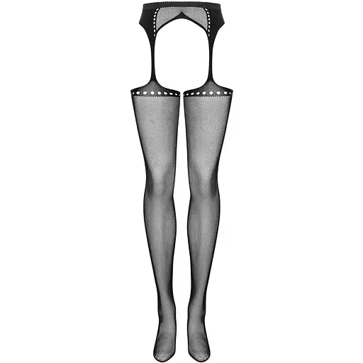 Сітчасті панчохи-стокінги зі стрілкою Obsessive Garter stockings S314 S/M/L, чорні - фото 5