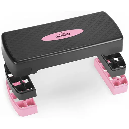 Степ-платформа Queenfit 3-х рівнева чорно-рожева - фото 2