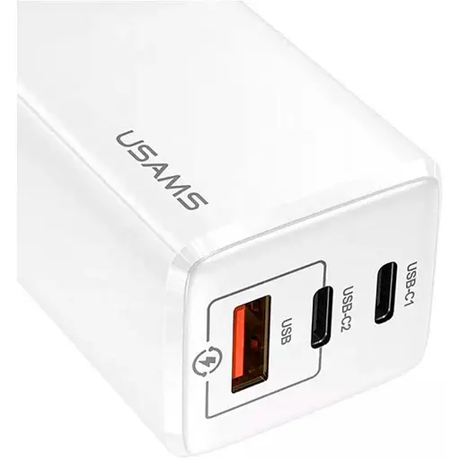 Зарядний пристрій на 3 виходи usb Usams GaN Mini US-CC110 65 W 5a (CC110TC02) A + 2*C біле - фото 4