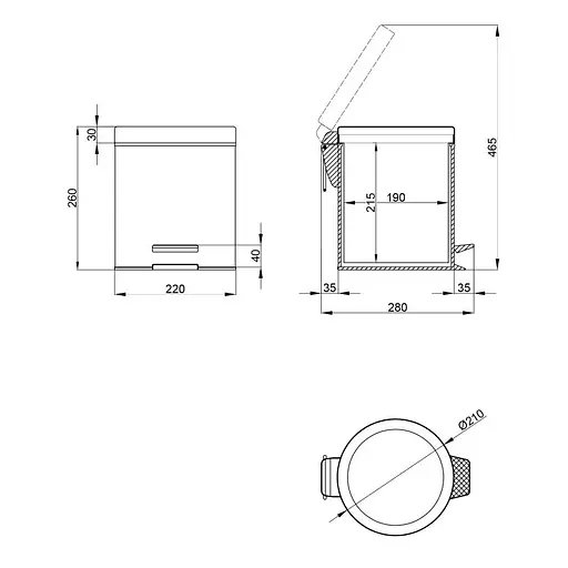 Ведро для мусора Lidz Oreo 0105 (121.01.05) 5 л (LDORE0105CRM22254)  - фото 6