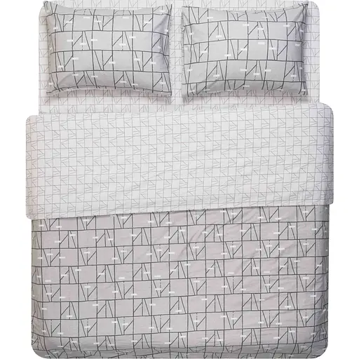 Набір постільної білизни 2,0сп Ardesto Gloria, 200х220см, 100% бавовна, сатин, геометрія, сірий (ART2022PG) - фото 1