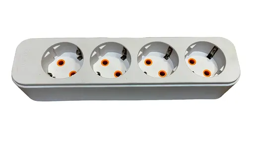 Колодка под провод 4 гнезда с заземлением (ABS-пластик) (конт.группа медь) MODERN LUMANO - фото 1