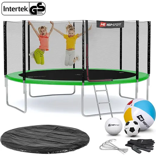 Батут Hop-Sport 14ft (427см) зелений із зовнішньою сіткою - фото 2