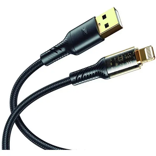 Кабель XO NB229 transparent design waven 2.4A Lighting usb cable Черный