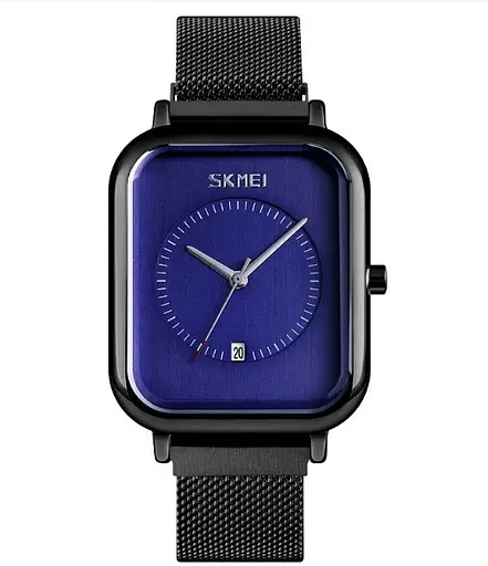 Класичний чоловічий наручний годинник Skmei 9207 Чорні з синім циферблатом