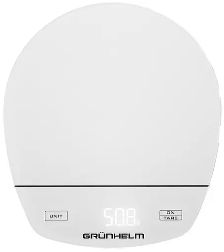 Кухонные настольные электронные весы Grunhelm KES-015LW с сенсорным управлением до 5кг LCD-дисплей Белый - фото 1