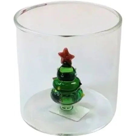 Склянка новорічна Olens 102-1176 з фігуркою всередині Зелена ялинка 310 мл Прозорий - фото 1