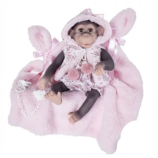 Лялька Munecas De Cuna Мавпочка з ковдрою рожева 36 см (B36501)