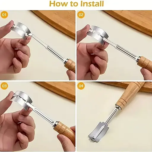 Хлеборез пекарский нож изогнутое пекарское лезвие для разрезов на тесте с 5 сменными лезвиями, Kitchen Master 87631 - фото 4