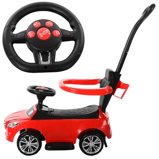 Каталка-толокар Bambi M 3503C-3 с родительской ручкой и музыкой для малыша, красная - фото 2
