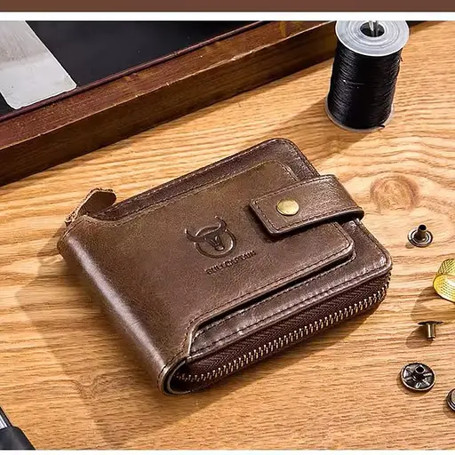 Мужской кошелек кожаный на кнопке BULL 12х9.5х2.5 см acs0032116 - фото 3