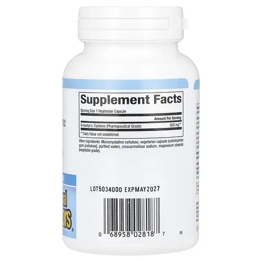N-ацетил-L-цистин Natural Factors N-Acetyl-L-Cysteine 600 mg, 60 вегакапсул для антиоксидантной поддержки - фото 2