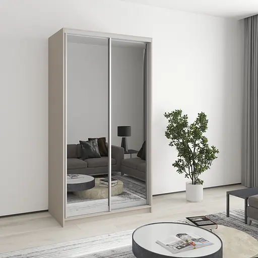 Шафа-купе дводверна MebelStar Стандарт AL 2 Дзеркала 110x60x210 см Кашемір (MBS-2541)