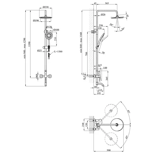 Душевая система Kroner KRP Edelstahl Klassisch - SCH063 (CV025650) - фото 9