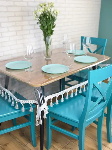 Скатерть силиконовая с белой бахромой 220х130 см - фото 6