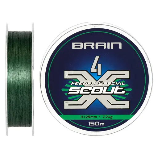 Шнур Brain Scout 4X 150 м (deep green) 0.128 мм 7.2 кг