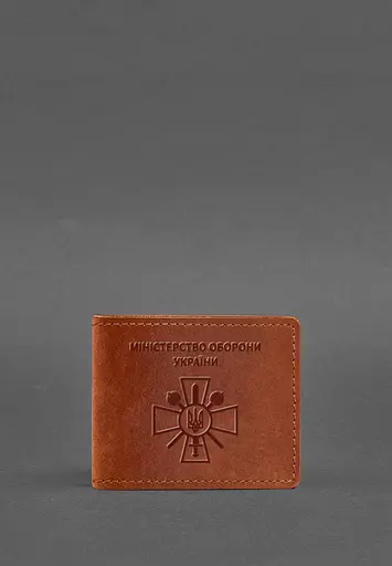 Кожаная обложка для удостоверения министерства обороны светло-коричневая Crazy Horse - фото 3