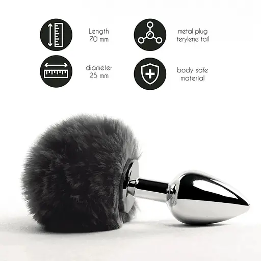 Анальна пробка FeelzToys Bunny Tails Butt Plug Black - фото 2