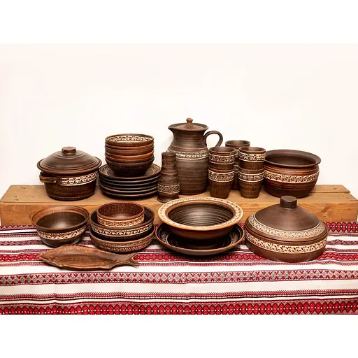Різдвяний набір керамічного (глиняного) посуду Українське Різдво на 6 осіб 31 деталь