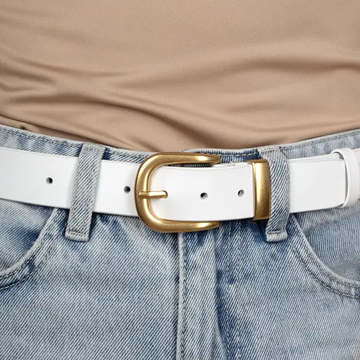 Ремінь жіночий шкіряний HC-3092 (130 см) білий з золотою пряжкою - фото 5