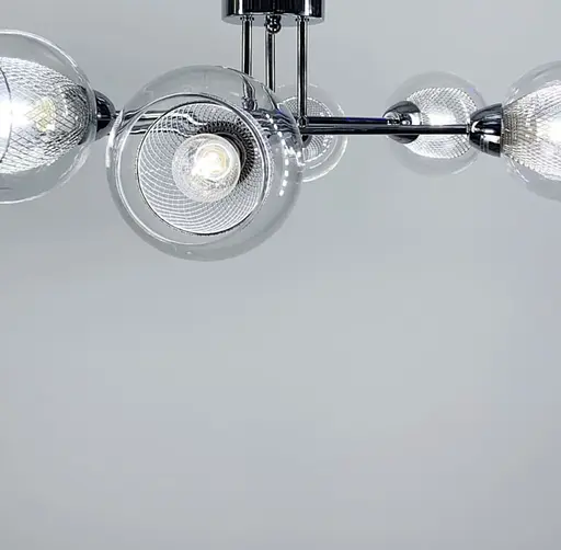 Cвітильник в корпусі метал кольору хром з подвійним плафоном | Арт. 1718/6 CH+CL | Line F - фото 7