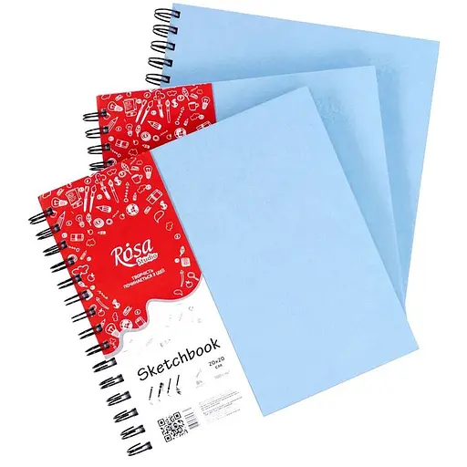 Блокнот для рисунка Rosa Studio на спирали 20х20см 100г/м2 84л синий - фото 4