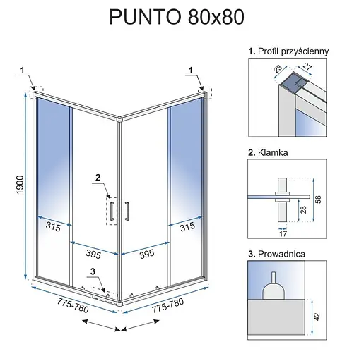 Душевая кабина Rea Punto 80x80 black REA-K4800, Черный, Универсальная, прозрачная - фото 7