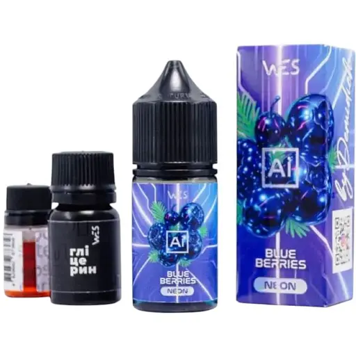 Набір компонентів для самозамісу заправки сольової Wes Ai Neon Blue Berries Сині ягоди 30 мл, 0-50 мг (18609) - фото 1