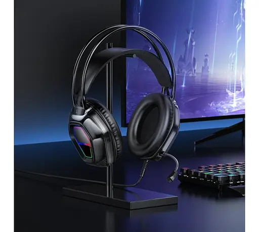 Дротові ігрові навушники Borofone BO110 Fight, USB, 3.5mm, 2m, Чорний - фото 5