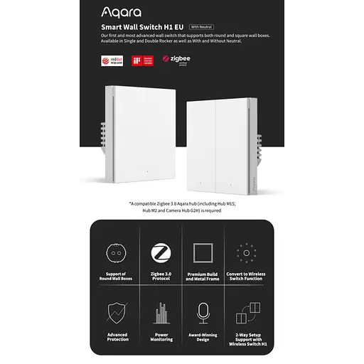 Розумний вимикач Aqara H1 (WS-EUK02) - фото 7