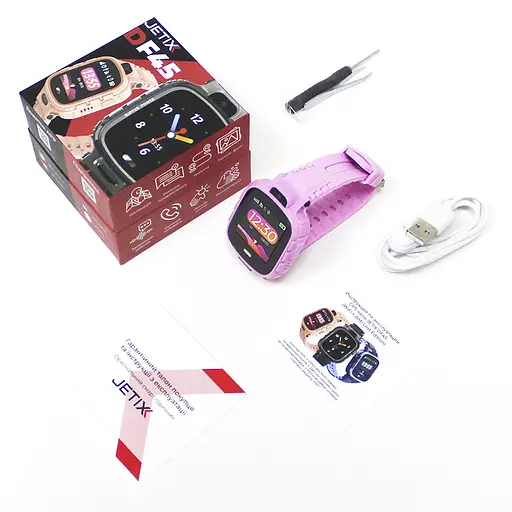 Детские смарт часы-телефон JETIX DF45 Anti Lost Edition влагозащищенные для ребенка (Pink) - фото 9