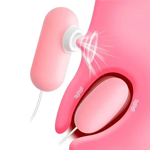 Двойное вакуумное виброяйцо "Вуманайзер" с USB кабелем 10 режимов 5,3 см. Розовый K000913