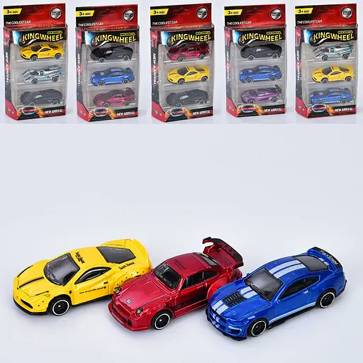 Набор машинок, YZ666-18, 3 шт., металл, 7 см, масштаб 1:64 (В ассортименте) - фото 2