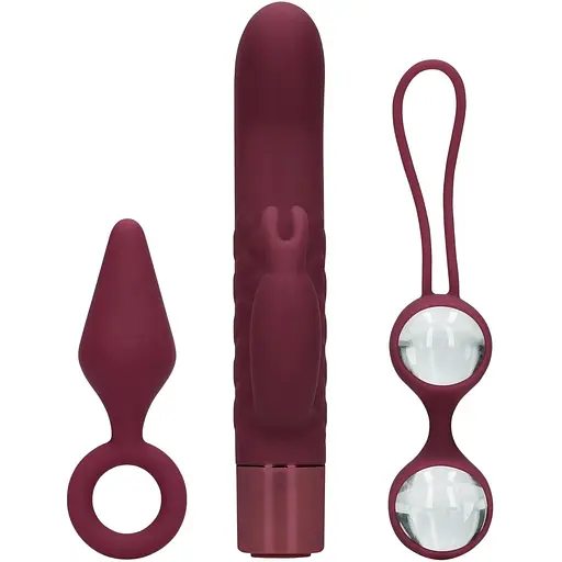 Набір секс-іграшок Loveline S explore Toy Kit for Her 3 шт. бордовий